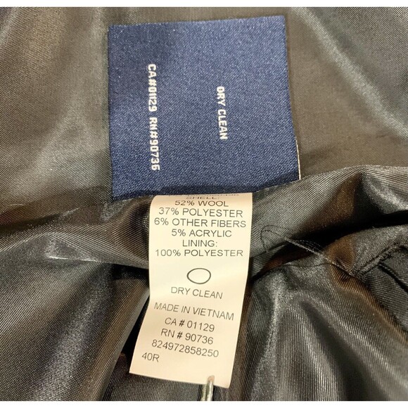 Mens Chaps Charcoal Gray Wool Blend Dress Coat Overcoat 40 R New Without Tags - Picture 4 of 7